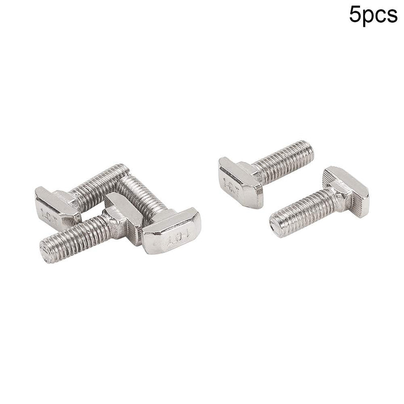 [Australia - AusPower] - MroMax M8-1.25x25mm T Slot Bolts Carbon Steel Drop-in Stud Sliding Screw Bolt Metric Hammer Head Bolt for European Standard 45 Series Aluminum Extrusions Silver 5Pcs 