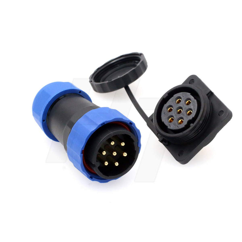 [Australia - AusPower] - HangTon HE29 7 Pin Connector Industrial Marine Power Plastic Aviation Waterproof IP68 Outdoor Wire Plug Panel Mount Socket (7 pin 25A 380V) 7 pin 25A 380V 