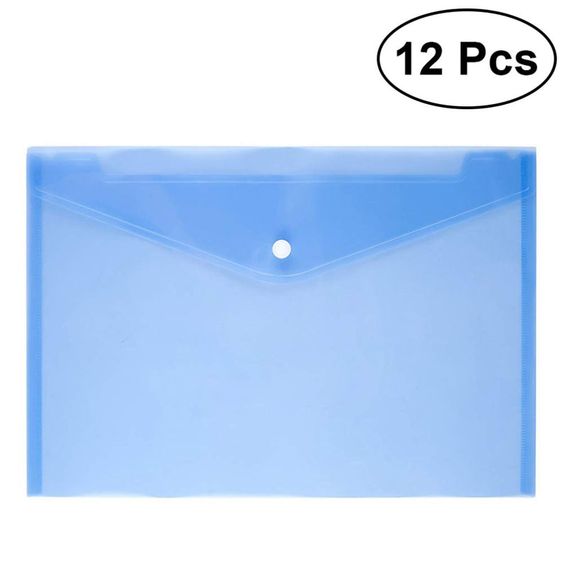 [Australia - AusPower] - Kisangel 12 Pcs File Folders Plastic Envelopes with Snap Closure Document Bags for School and Office Supplies (Blue) Sky Blue 33x23 cm 
