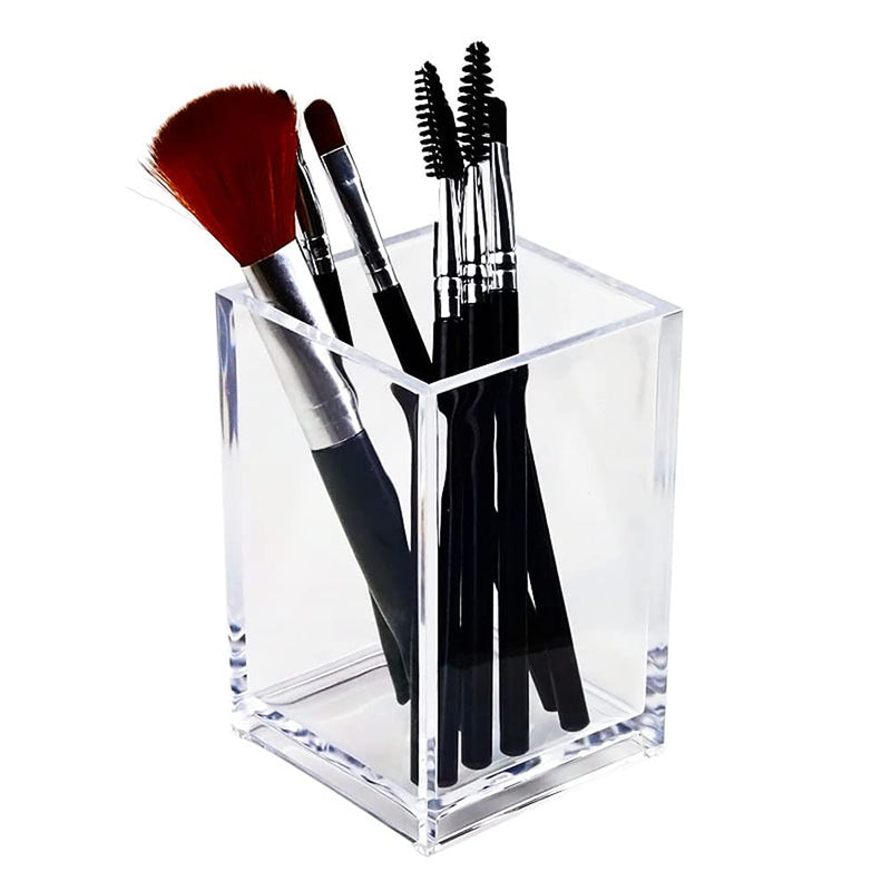 [Australia - AusPower] - 2 Pack Clear Acrylic Pencil Pen Holder Cup, Makeup Brush Holder Acrylic Desk Accessories 