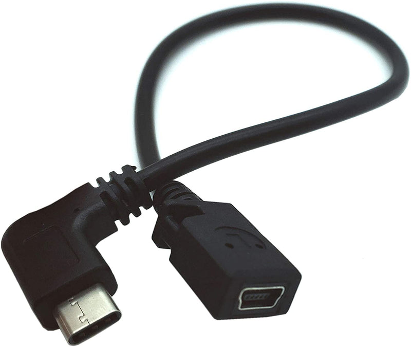 [Australia - AusPower] - USB Type C to Mini USB Cable, Qaoquda 90 Degree USB-C Male to Mini USB Female Adapter Converter for MacBook Pro, Laptop, Android Devices(Only for Charging) (TypeC to Mini) 90 Degree Type C Male to Mini Female 
