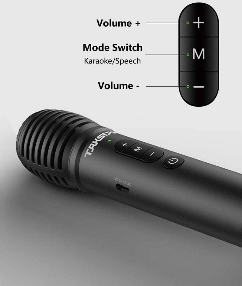 [Australia - AusPower] - 2 in 1 Bluetooth Wireless Microphone & Voice Ampfilier, Portable Handheld Mic for Karaoke/Meeting/Outdoors/Speech/Party - Takstar DA10 (Black) 