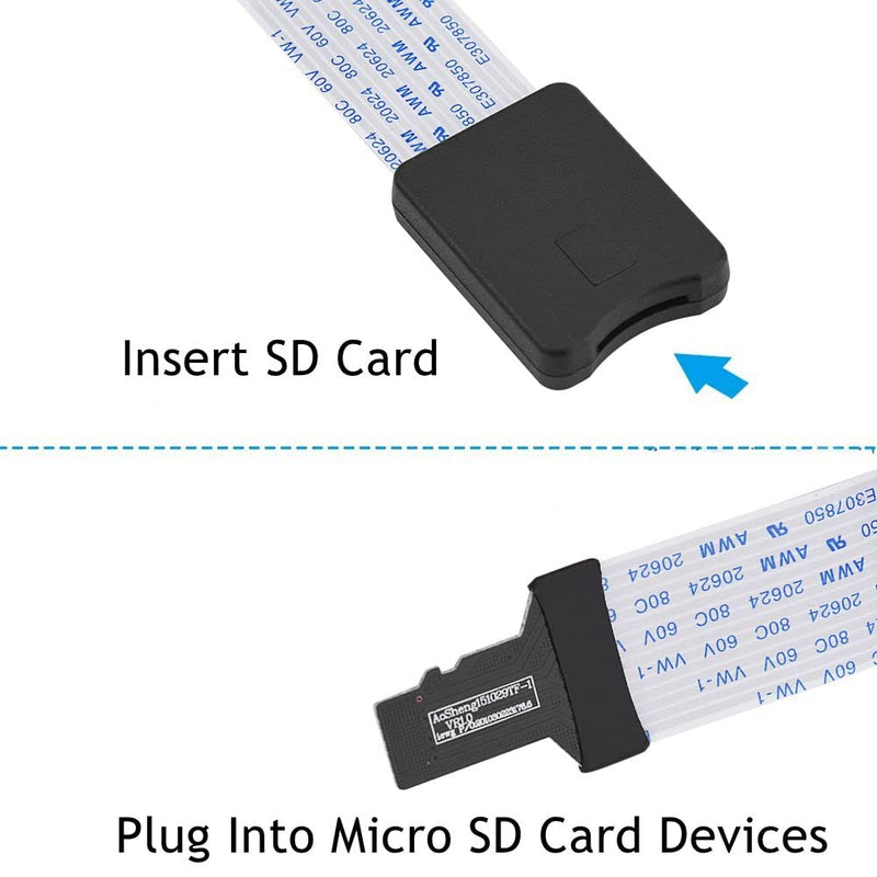 [Australia - AusPower] - ASHATA Micro SD to Micro SD Card Extension Cable Adapter Flexible Extender with Case, TF to TF Extender Cable for 3D Printer/Car/GPS/Camera/DVD/DVR/LED Display Board (60CM) 60CM 