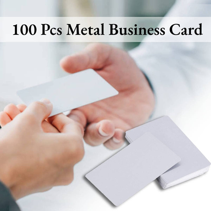 [Australia - AusPower] - 100pcs Sliver Sublimation Metal Business Cards, Engraved Metal Business Cards Sublimation Blanks 3.4x2.1in Thicknes (0.22mm) (Silver) 