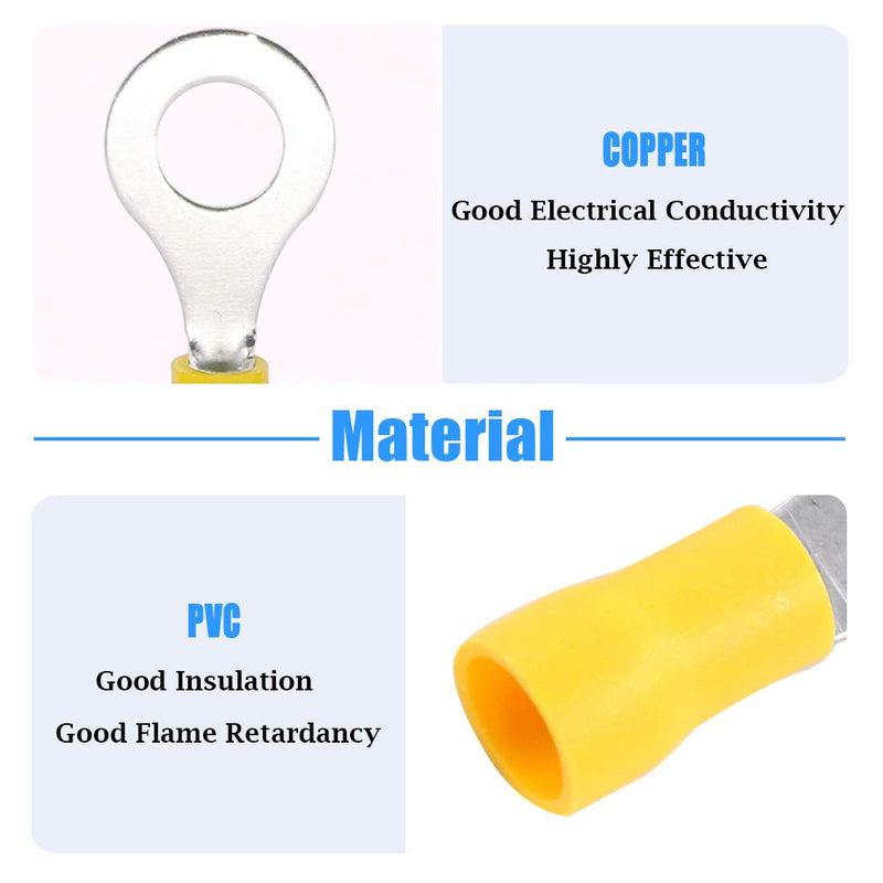[Australia - AusPower] - Glarks 100pcs 12-10 Gauge M8 Ring Electrical Insulated Quick Splice Crimp Terminals Connectors 