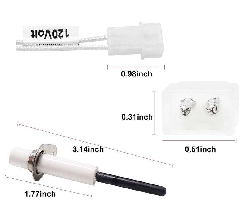 [Australia - AusPower] - 201657-03S Furnace Flame Sensor Hot Surface Ignitor 20165703S Replacement 201657-03,601TB, 20165702, 20165702S,0230K00001, IGN02004 For Forced Air Gas Furnace 120V Igniter 