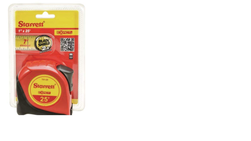 [Australia - AusPower] - Starrett KTX1-25-N-SP01 Exact Tape Measure, 1" Wide x 25', Graduated in 1/16", with Over molding for Improved Grip 