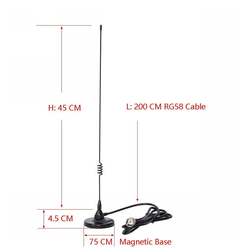 [Australia - AusPower] - Dualband Antenna 2meter 70cm Mobile VHF/UHF Ham Radio (137-149, 437-480 Mhz) Mag Mount Magnet Base PL-259 Connector, 10 Ft RG58 Cable 