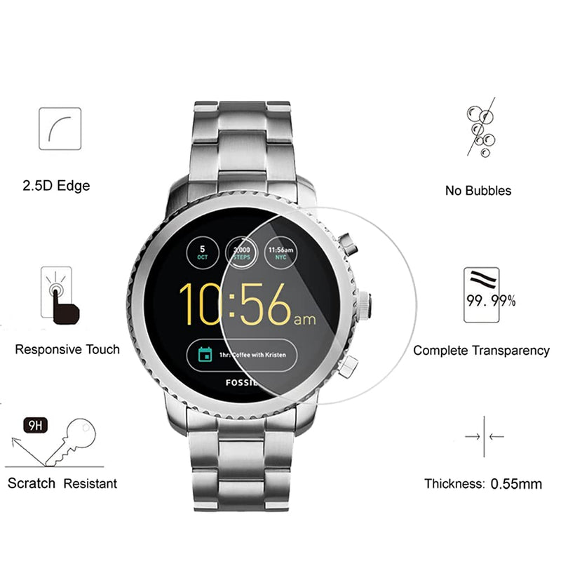 [Australia - AusPower] - (4 Pack) For Fossil Q Explorist Gen 3 Smartwatch Tempered Glass Screen Protector, HD Clear, Anti Scratch, Bubble Free, 9H Hardness, Case Friendly. 