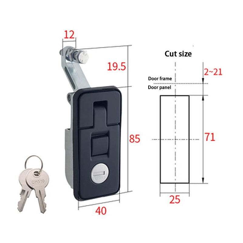[Australia - AusPower] - Wangyihan 2X Zinc Alloy Adjustable Compression Key Lock Latch Horse Box RV Trailer Yacht Applicable Door Thickness 1-6mm Southco(Black) Black 