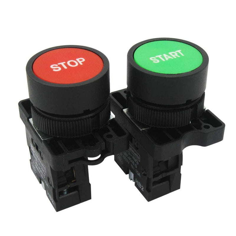 [Australia - AusPower] - mxuteuk Momentary Start Stop Switch Push Button + 1NC Red Mushroom Latching Emergency e Stop Switch Station Box Pushbutton Switch HZ-JTSS 