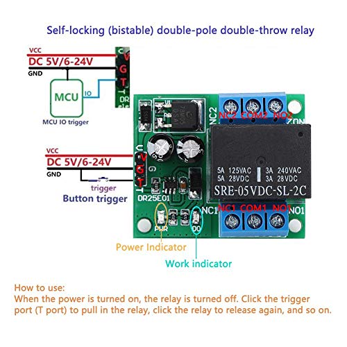 [Australia - AusPower] - DR25E0 Relay Module DPDT Relay Module Double Pole Double Throw Bistable Relay Module Board (6-24V) 