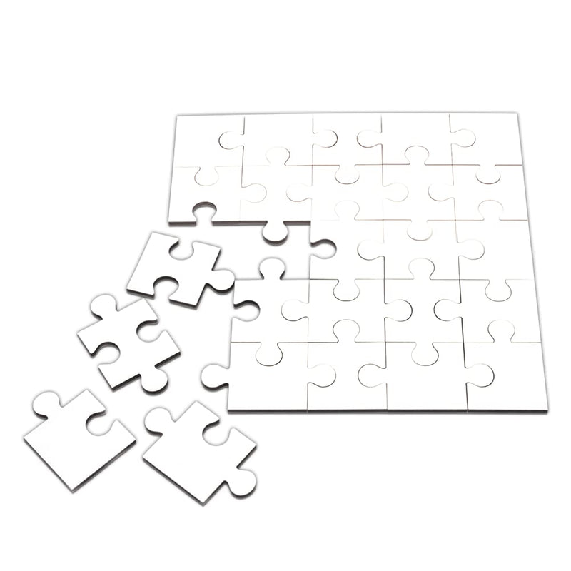 [Australia - AusPower] - MR.R 25 Pieces per Set Sublimation Blanks Wood MDF Puzzle,Square Shape, Glossy White Jigsaw Puzzles for Heat Press Thermal Transfer Printing DIY Crafts Projects,6.7'' x 6.7'' 