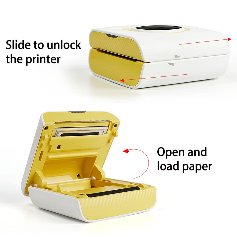 [Australia - AusPower] - Inkless Logo Sticker Printer-Mini Pocket Wireless Printer for Smartphone,PC，Versatile for Thermal Printing Logo, Notes,Journal,List,Memo LEMON 