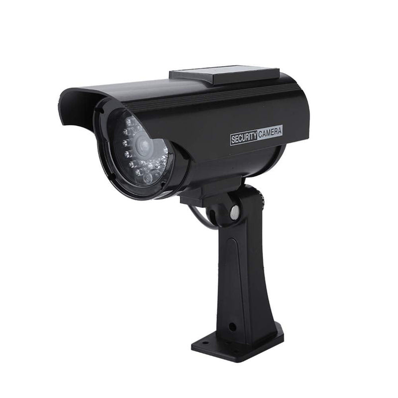 [Australia - AusPower] - Solar Powered Dummy Security Camera, Simulated Surveillance Security CCTV Bullet Camera with Flashing LED Light [Black] 