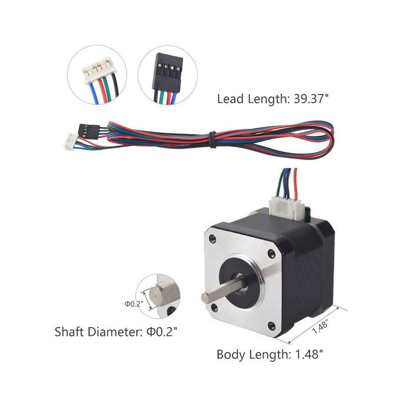 [Australia - AusPower] - MybotOnline Nema 17 Stepper Motor Full D-cut Shaft 62oz-in 1.7A Bipolar 38mm 1.8deg 4-lead for 3D Printer CNC Reprap 