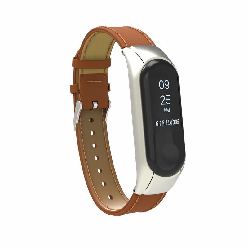 [Australia - AusPower] - VANLUCKY-Mi Band3/Mi Band 4 Strap Band Replacement,Leather Bracelet Strap Band for XIAOMI Band 3/4 Smart Watch Accessories(No Tracker) brown 