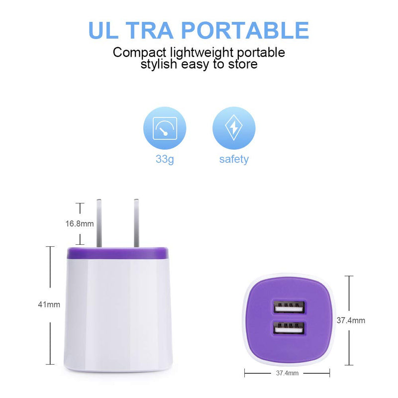 [Australia - AusPower] - Android Charging Block, Micro Charging Cable 6ft, Dual Port Wall Charger Plug with Fast Charge Phone Charger Cord Android Compatible for Samsung Galaxy S7 S6,Note 4 5,Tab S2,Kindle Fire 7,LG K8 K30 
