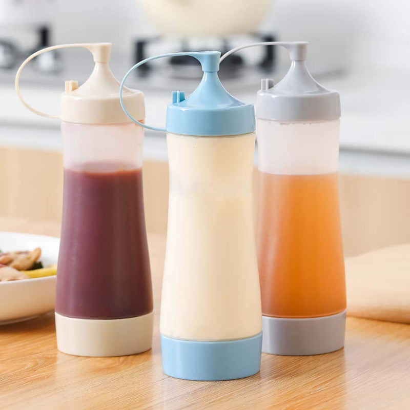 [Australia - AusPower] - Qiuhome Condiment Squeeze Bottle,Ketchup Squeeze Bottle,Plastic Squeeze Bottle, 12oz (Mica Gray) Mica Gray 