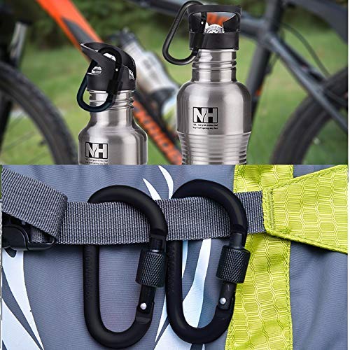 [Australia - AusPower] - Locking Carabiner Clip, Vonpri Caribeaner Clips Black D Ring Spring Snap Key Chain Hook 3" Screw Gate Hook Travel Aluminum Carabiners 12Pack 