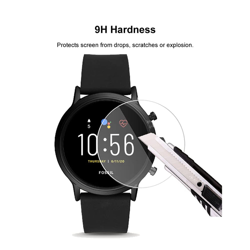 [Australia - AusPower] - (4 Pack) For Fossil Gen 5 Smartwatch Carlyle HR Tempered Glass Screen Protector, HD Clear, Anti Scratch, Bubble Free, 9H Hardness, Case Friendly. 