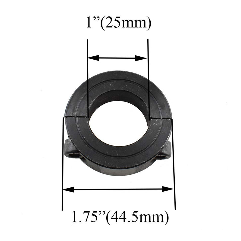 [Australia - AusPower] - Hahiyo Clamp-On Shaft Collars Double Split Design Bore Black Oxide Plated Carbon Steel Solid Collar 1 inches Inside Dia Corrosion Resistant 2 Piece Easy Install for Dolly Wheels Handtruck Tires Black-1"×1-3/4"-2Pcs 