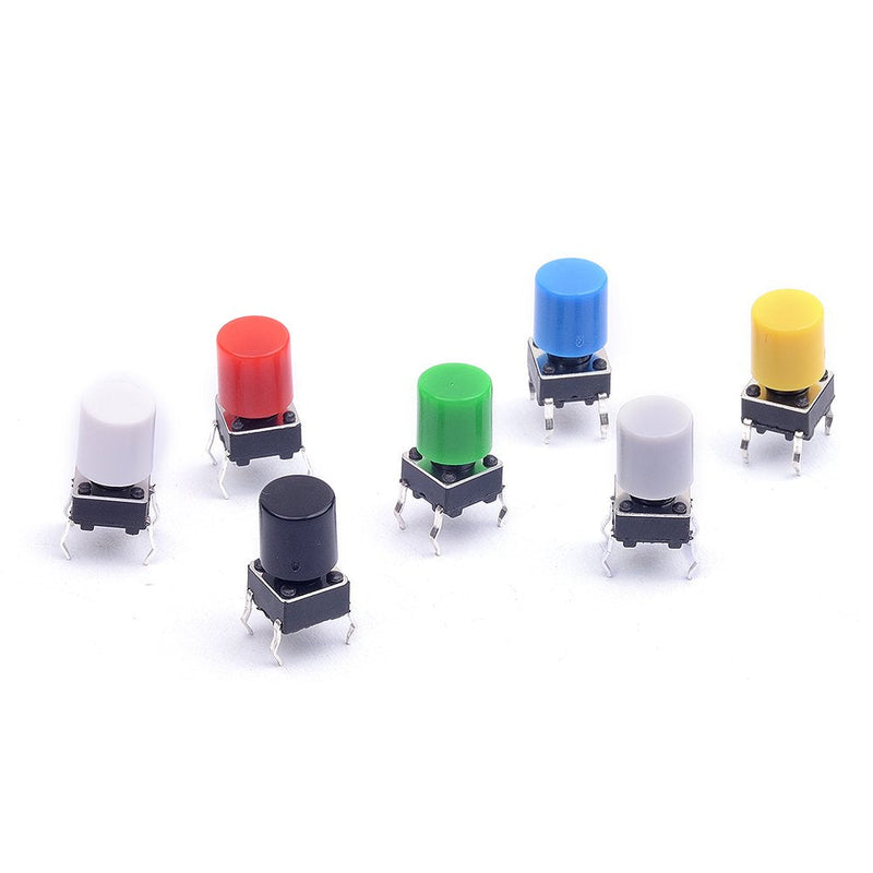 [Australia - AusPower] - Cylewet 35Pcs 6×6×9mm Tactile Tact Push Button Switch Micro Switch Touch Switch with Button Caps of 7 Color for Arduino (Pack of 35) CYT1052 