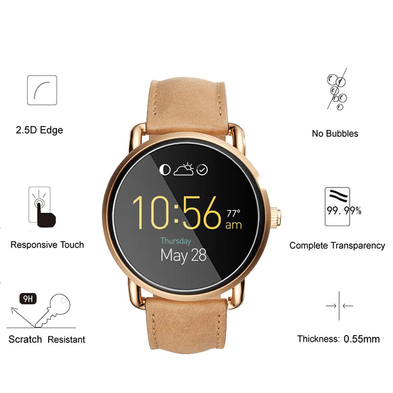 [Australia - AusPower] - (4 Pack) For Fossil Q Wander Gen 2 Smartwatch Tempered Glass Screen Protector, HD Clear, Anti Scratch, Bubble Free, 9H Hardness, Case Friendly. 