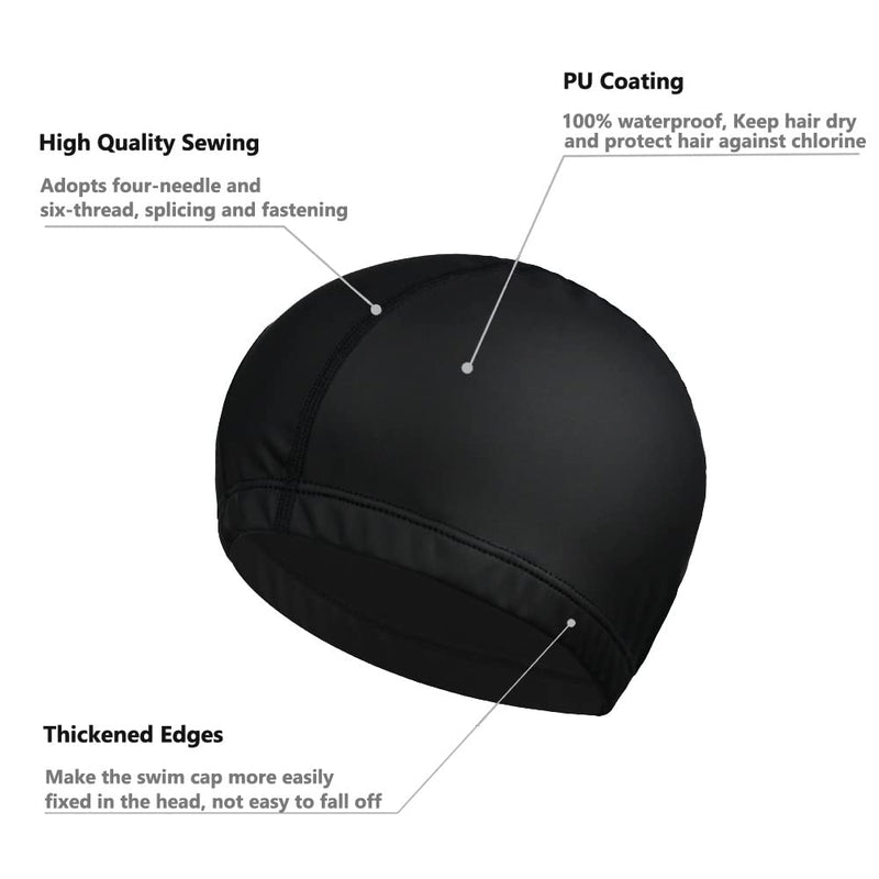 [Australia - AusPower] - ENASGLOO 5-Pack Men Women PU Waterproof Fabric Swimming Cap Elasticity Bathing Cap for Adult 