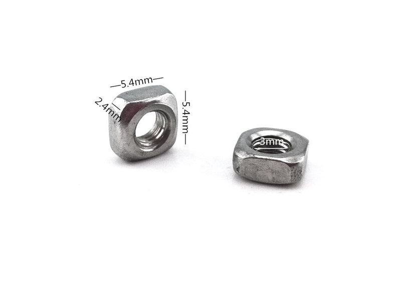 [Australia - AusPower] - Honbay 100pcs 304 Stainless Steel M3 Square Nuts 