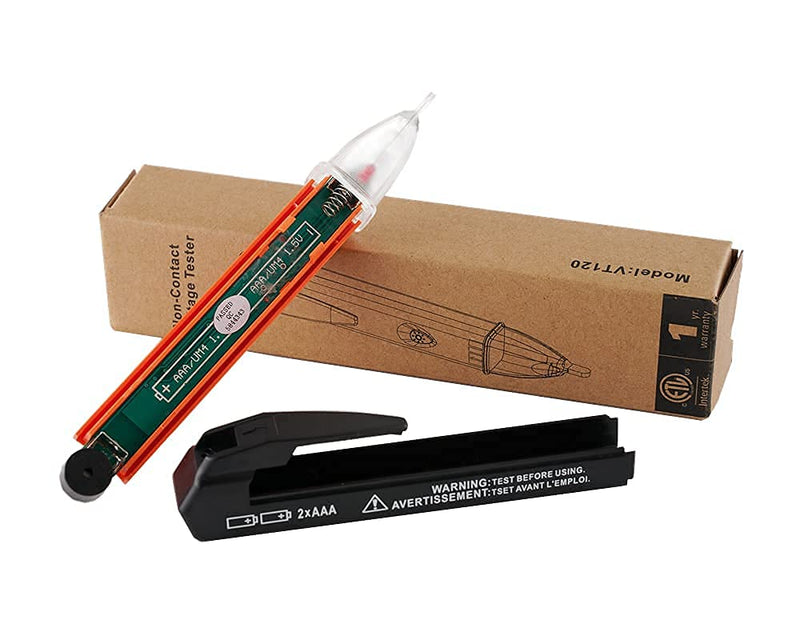 [Australia - AusPower] - Non-Contact Voltage Tester Tools,LED Flashlight,Buzzer Alarm,AC Voltage Detector Pen,Test Range 60V - 1000V for Live/Null Wire Judgment 