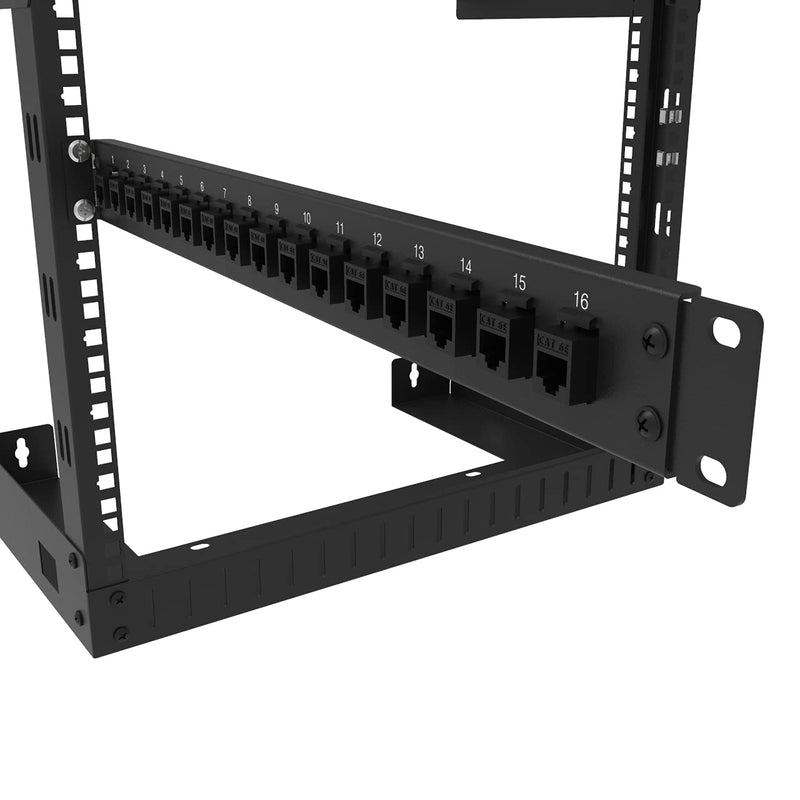 [Australia - AusPower] - Jingchengmei 16-Port 1U Hinged Rack Blank Patch Panel for Keystone Jack Cat.6 or Cat.5E, 19" Rackmount (H1UKS16H, Black) H1UKS16H 