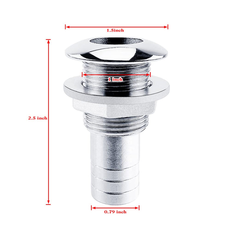 [Australia - AusPower] - Stainless Steel Boat Thru Hull Fitting Drain for 3/4" Hose 