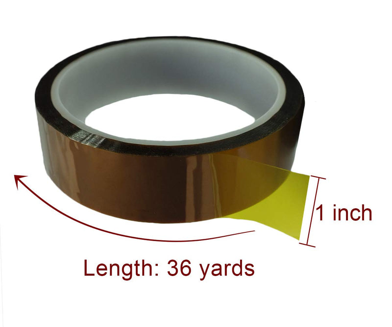 [Australia - AusPower] - High Temperature Heat Resistant Tape for Heat Transfer 3D Printers High Temp Tape,Kapton Tape Electronics Polyimide Tape 1 inch 36yds 1"-36yds 
