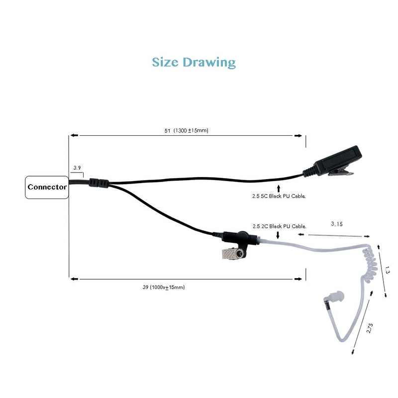 [Australia - AusPower] - Motorola XPR 7550 Earpiece,Caroo 2 Wire Surveillance Kit Headset with One Pair Medium Earmolds for APX4000 6000 7000 8000 XPR6350 6550 6580 7350 7350e 7380 7550e 7580 7580e Two Way Radio Walkie Talkie 