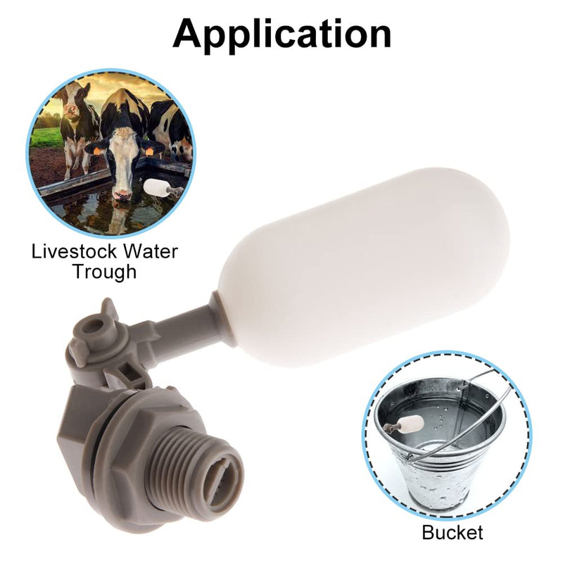 [Australia - AusPower] - 1/2" Float Ball Valve Automatic Fill Feed Humidifier Tank Pond Shut Off with Adjustable Arm for Ponds, Livestock Water Trough 1PC 
