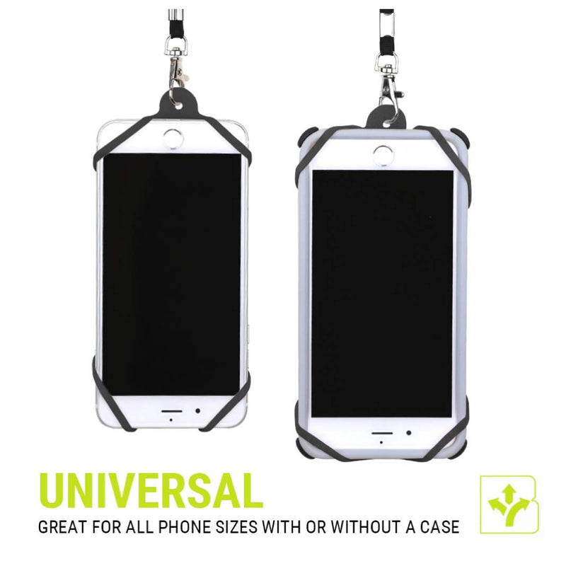 [Australia - AusPower] - Gear Beast Universal Cell Phone Lanyard - Silicone Cell Phone Holder for Walking w/Neck ﻿Strap, Black 