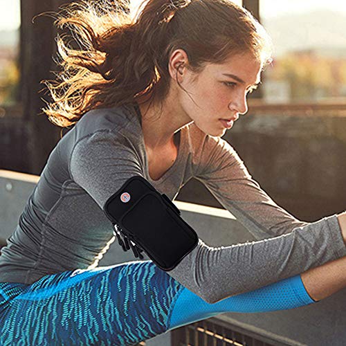 [Australia - AusPower] - Comfortable Sports Running Armband, Universal Unisex Armbands Exercise Workout Running Gym Armbands Phone Holder Pouch Case with Earphone Hole Black 