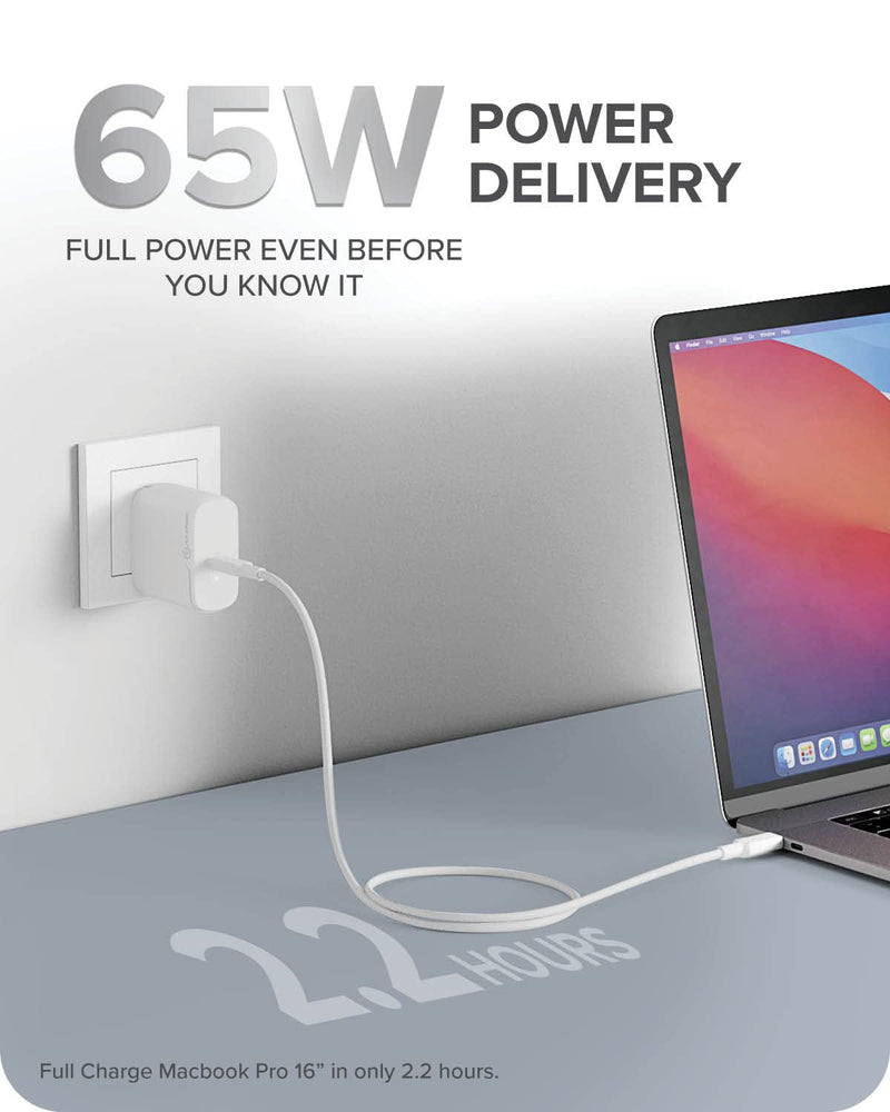 [Australia - AusPower] - ALOGIC 65W USB-C Wall Charger with GaN Fast Technology, PD Power Delivery 3.0 Charger for Fast Charging Compatible with MacBook Pro/Air M1, iPad, iPhone 13/13 Pro Mini, Galaxy, Pixel 6 pro & More. 