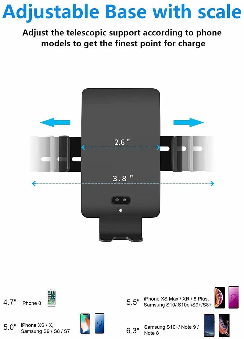 [Australia - AusPower] - MANKIW Wireless Car Charger Automatic Clamping 10W Qi Fast Charging Car Charger Mount Compatible with iPhone 12/12pro/12 pro max/11/11pro/11pro MAX/Xs MAX/XS/XR/X/8/8p Samsung S10/S10+/S9/S9+/S8/S8+ 