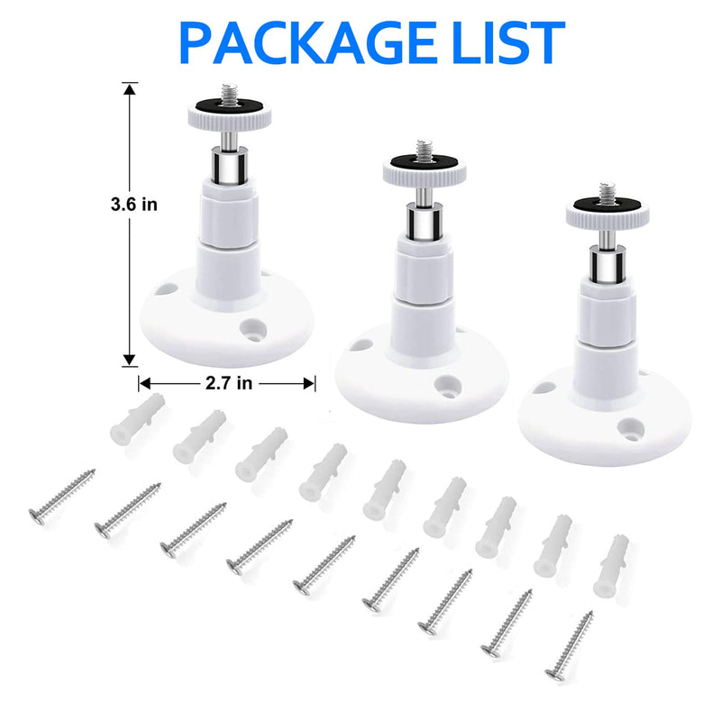 [Australia - AusPower] - Wall Mount for Wyze Cam Pan V3 & Wyze Cam V3 & Wyze Cam Outdoor, 3 Pack 360 Degree Swivel Adjustable Wall Mount Bracket for Wyze Outdoor Indoor Camera System (Wyze Camera is NOT Included) wall mount 3 Pack White 