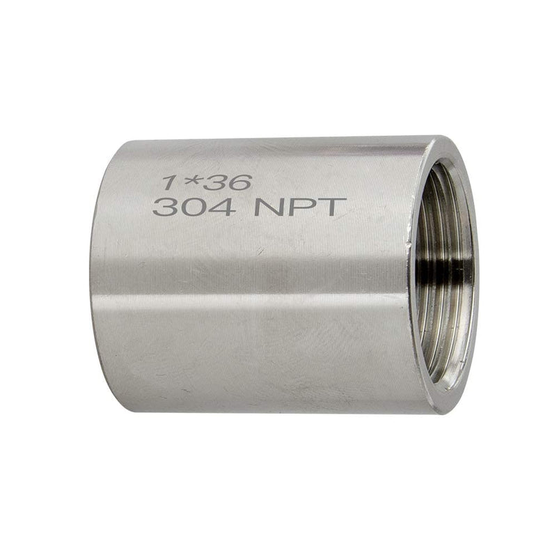 [Australia - AusPower] - Quickun 304 Stainless Steel Pipe Coupling Fitting, 1" x 1" Female Pipe Coupler Connector Adapter Fitting (1.4" Length) 1" Female x 1.5" Length 