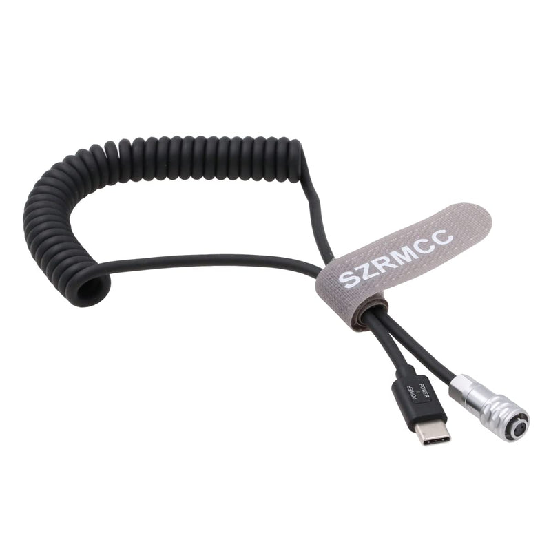 [Australia - AusPower] - SZRMCC BMPCC 4K 6K SF610 2 Pin to USB C Type-C PD Trigger Coiled Power Cable for Blackmagic Pocket Cinema Camera 4K 6k 