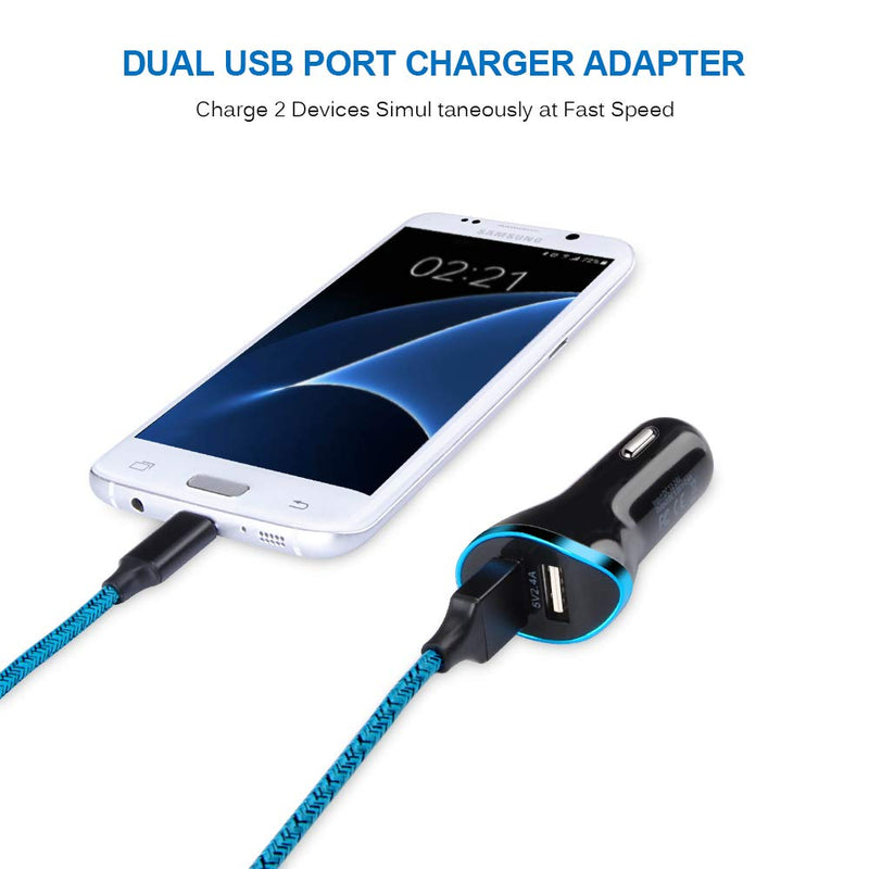 [Australia - AusPower] - AndHot Dual Port USB Wall Charger + Car Charger Adapter + 2Pack 6ft Micro USB Cable Compatible with Samsung Galaxy S7/S6 Edge/Note 5/J7 V/J7 Perx/J7 Sky pro/J7 Prime/J8 Prime/J8 Pro/J3, Tab S2/A 9.7 Black Blue 