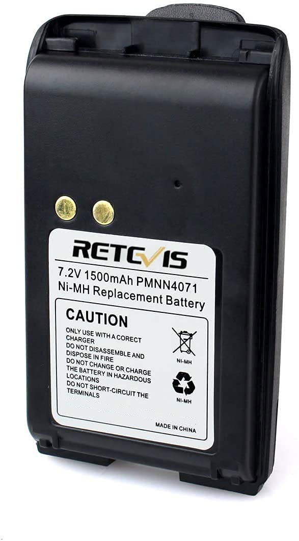 [Australia - AusPower] - Retevis 2 Way Radio Battery for Motorola PMNN4071AR Mag One BPR40 A8 Walkie Talkies Battery with Belt Clip Ni-MH 1500mAh 7.2V Rechargeable (1 Pack) 
