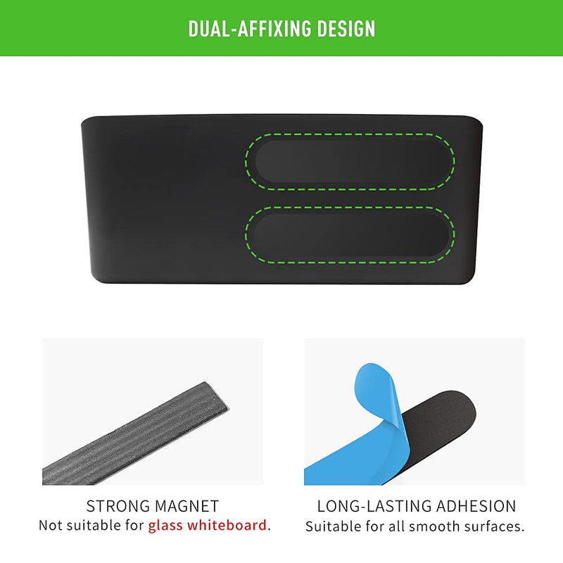[Australia - AusPower] - LOUKIN Magnetic and Adhesive Marker Holder, Dry Erase Accessory Tray, Magnetic Storage Organizer for Whiteboard, Glass or Refrigerators (Black) Black Set 