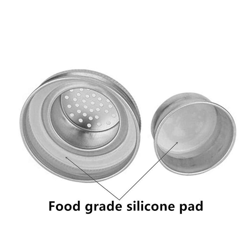 [Australia - AusPower] - 4 Pack Stainless Steel Mason Jar Shaker Lids with Silicone Seals for Dredge Flour,Mix Spices,Sugar, Salt, Peppers and Any Regular Mouth Mason Jar Canning Jar 