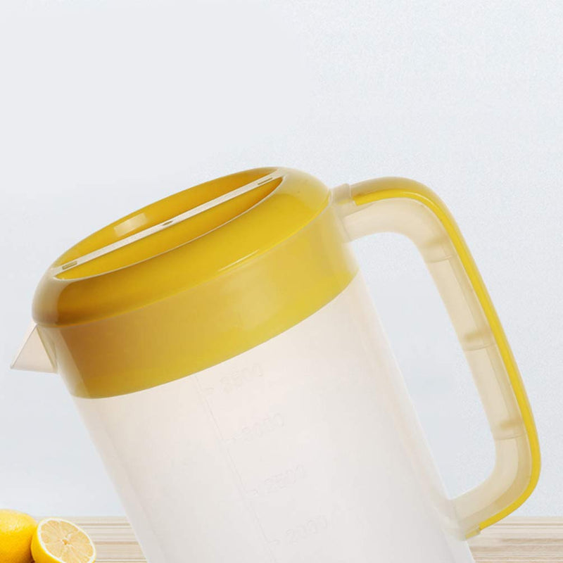 [Australia - AusPower] - Hemoton Large Plastic Pitcher with Lid 2500ml Mix Drinks Water Jug for Hot and Cold Lemonade Juice Beverage Jar Ice Tea Kettle Yellow 