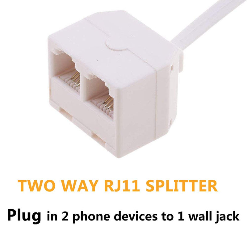 [Australia - AusPower] - Uvital RJ11 Male to Dual Female 6P4C Splitter Converter Cable Male to 2 Female Separator Cord RJ11 6P4C Telephone Wall Adaptor for Landline(2 Pack) 