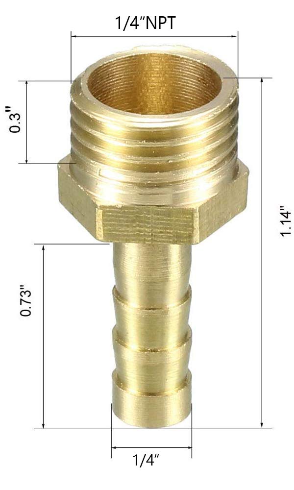 [Australia - AusPower] - ZLYY 5Pcs Air Hose Fittings, 1/4" G to 1/4" Barb, Hose Barb Adapter, Brass Pipe Fittings Male Threaded End 